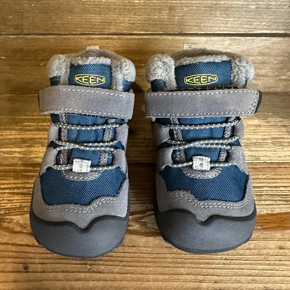 New NIB Little Kids Keen Knotch Chukka Gray Blue Outdoor Ankle Boots‎ Size 4 C
